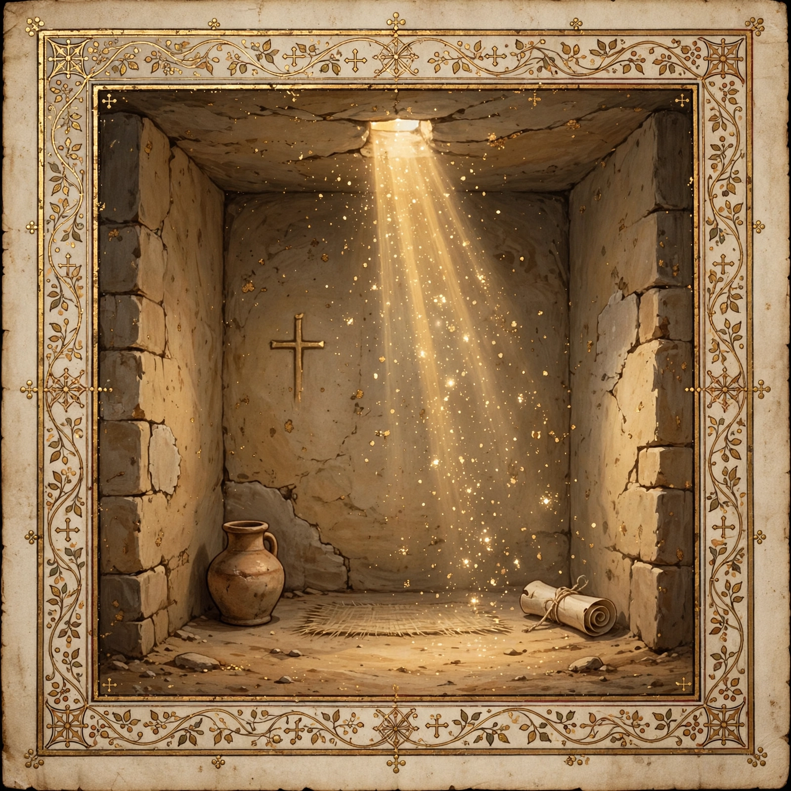 The Desert Cell — gold-leaf manuscript illumination